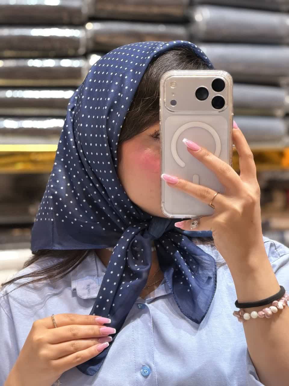 مینی اسکارف نخی خالخالی